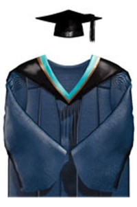 訂購理工大學藝術碩士畢業袍 黑色方形畢業帽 綠色肩帶披肩 碩士畢業袍製衣廠DA219